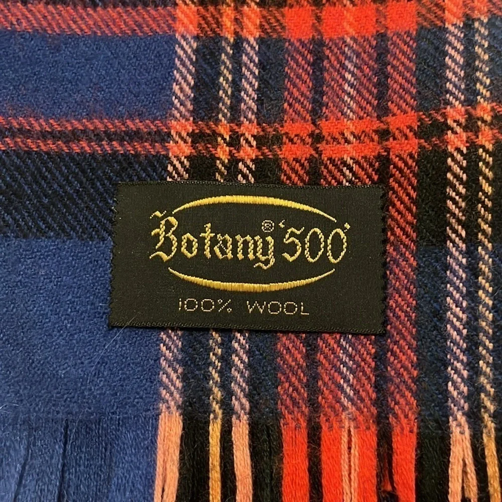 Botany 500 Vintage Wool Red/Blue/Black Scarf